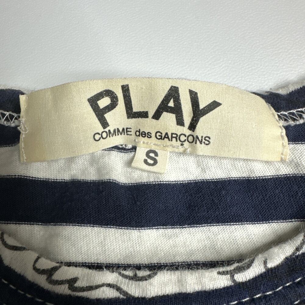 Commes des Garcons Play x Matt Groening Navy Blue Striped Long Sleeve Size Small - Picture 8 of 13